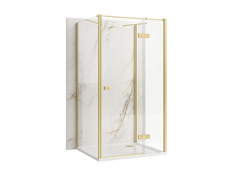 Cabine De Douche Murale Rea Atlas Brush Gold 100X100 Right