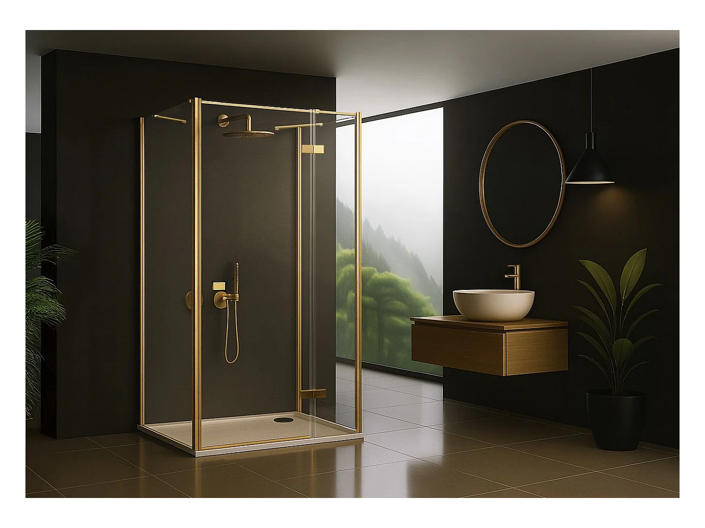 Cabine De Douche Murale Rea Atlas Brush Gold 120X80