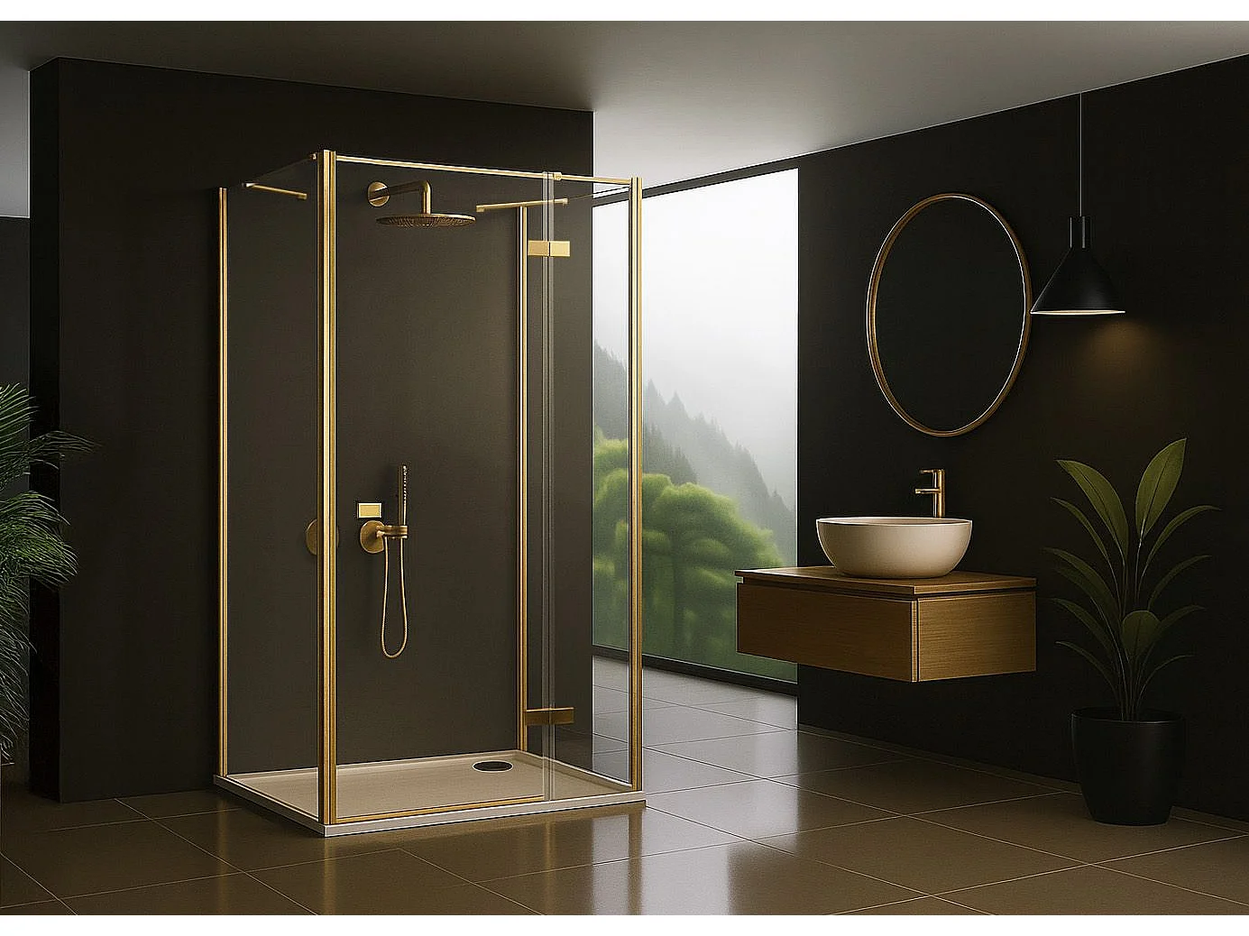 Cabine De Douche Murale Rea Atlas Brush Gold 120X80