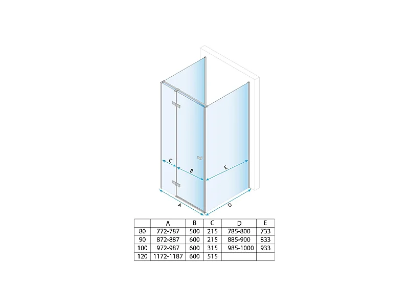 Cabine De Douche Murale Rea Atlas Brush Gold 90X90