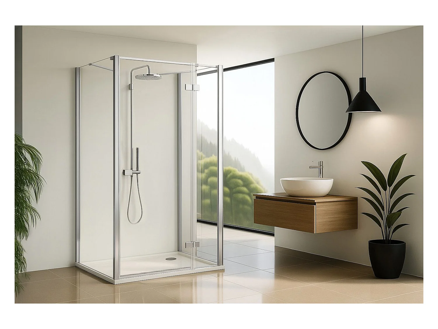 Cabine De Douche Murale Rea Atlas  Chrome 90X100