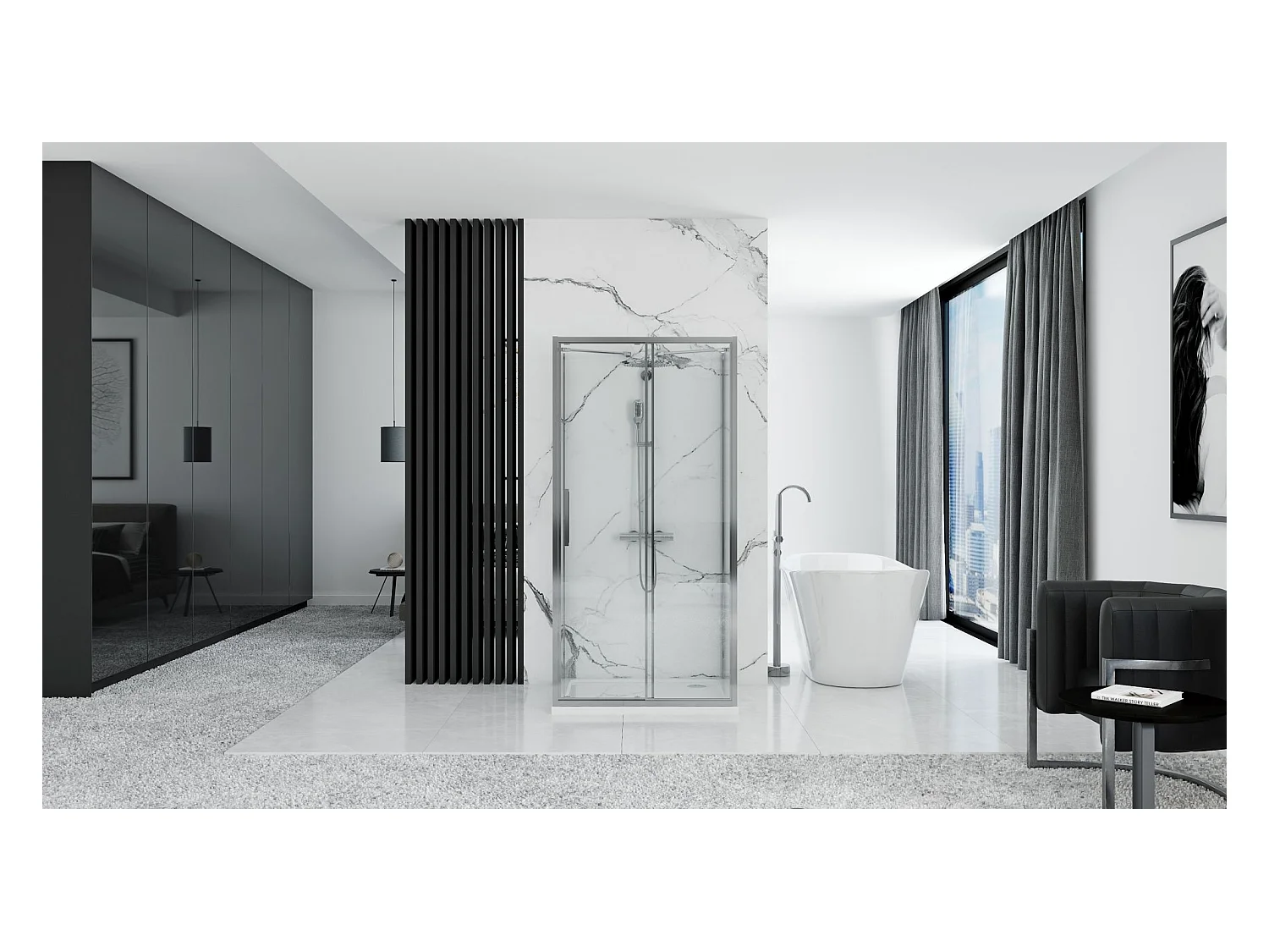 Wandgemonteerde Douchecabine Rea Rapid Slide Chrome 120X80