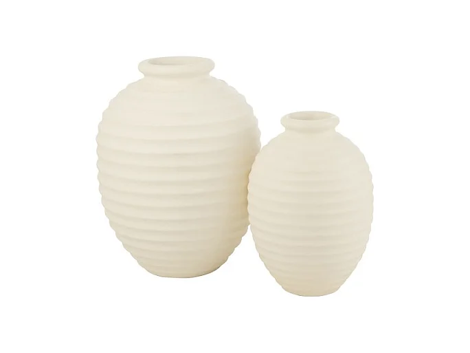 Macetero ovalado de cerámica blanco 50x50x66 cm