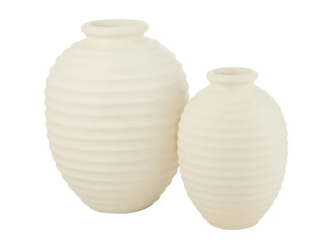 Macetero ovalado de cerámica blanco 50x50x66 cm