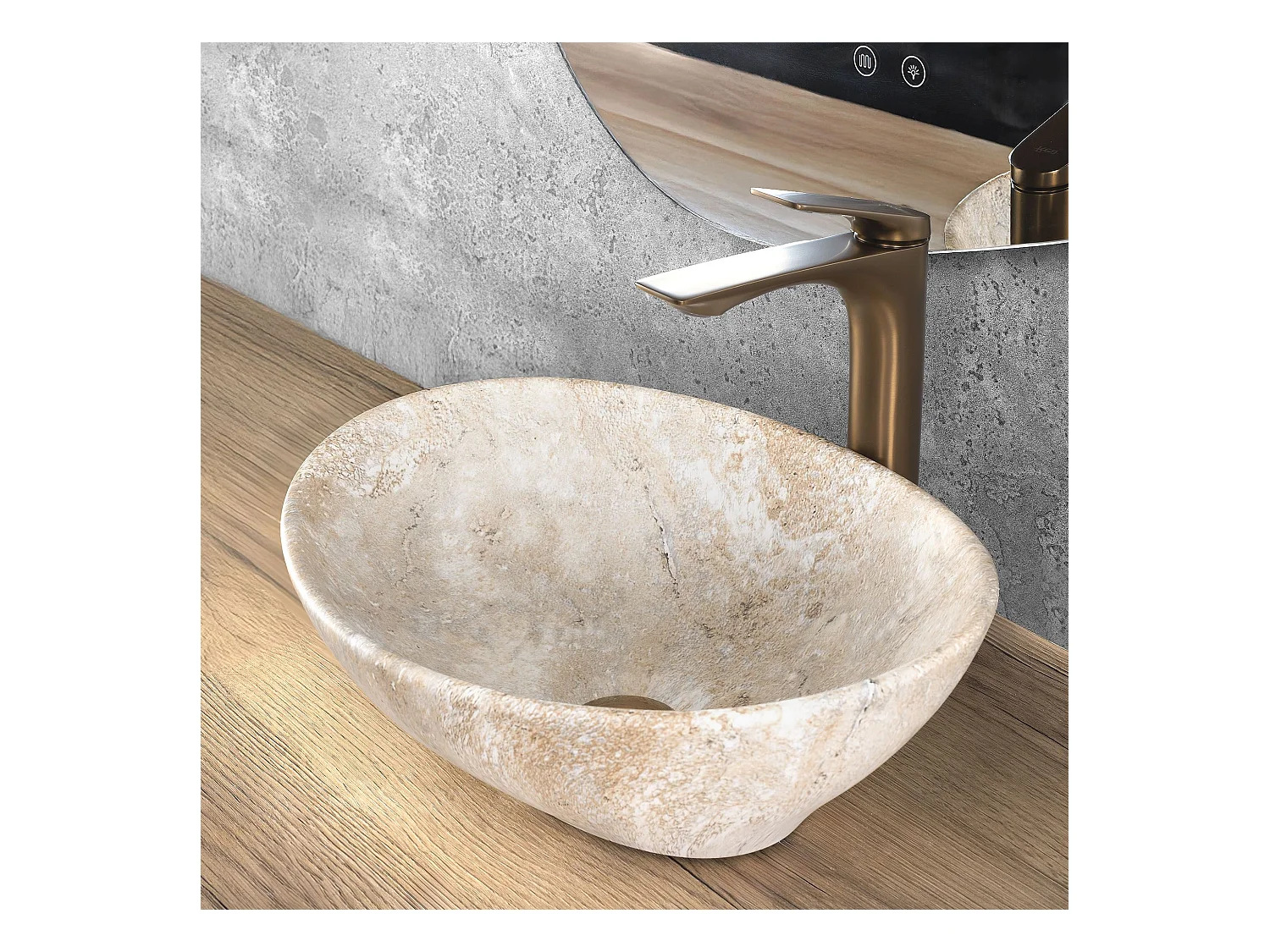 Lavabo Sobre Encimera Rea Sofia Savana Matt Beige