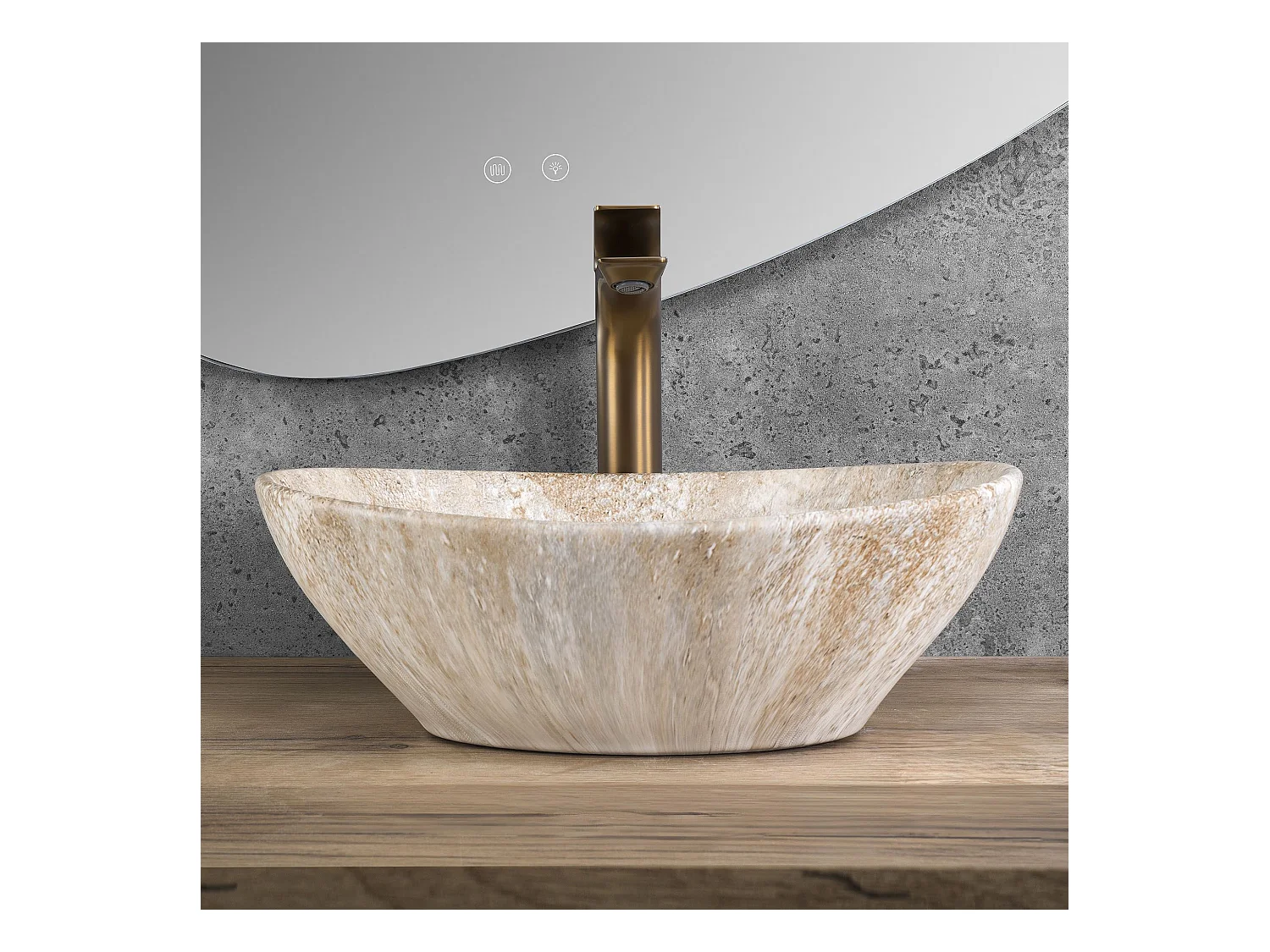 Lavabo Sobre Encimera Rea Sofia Savana Matt Beige