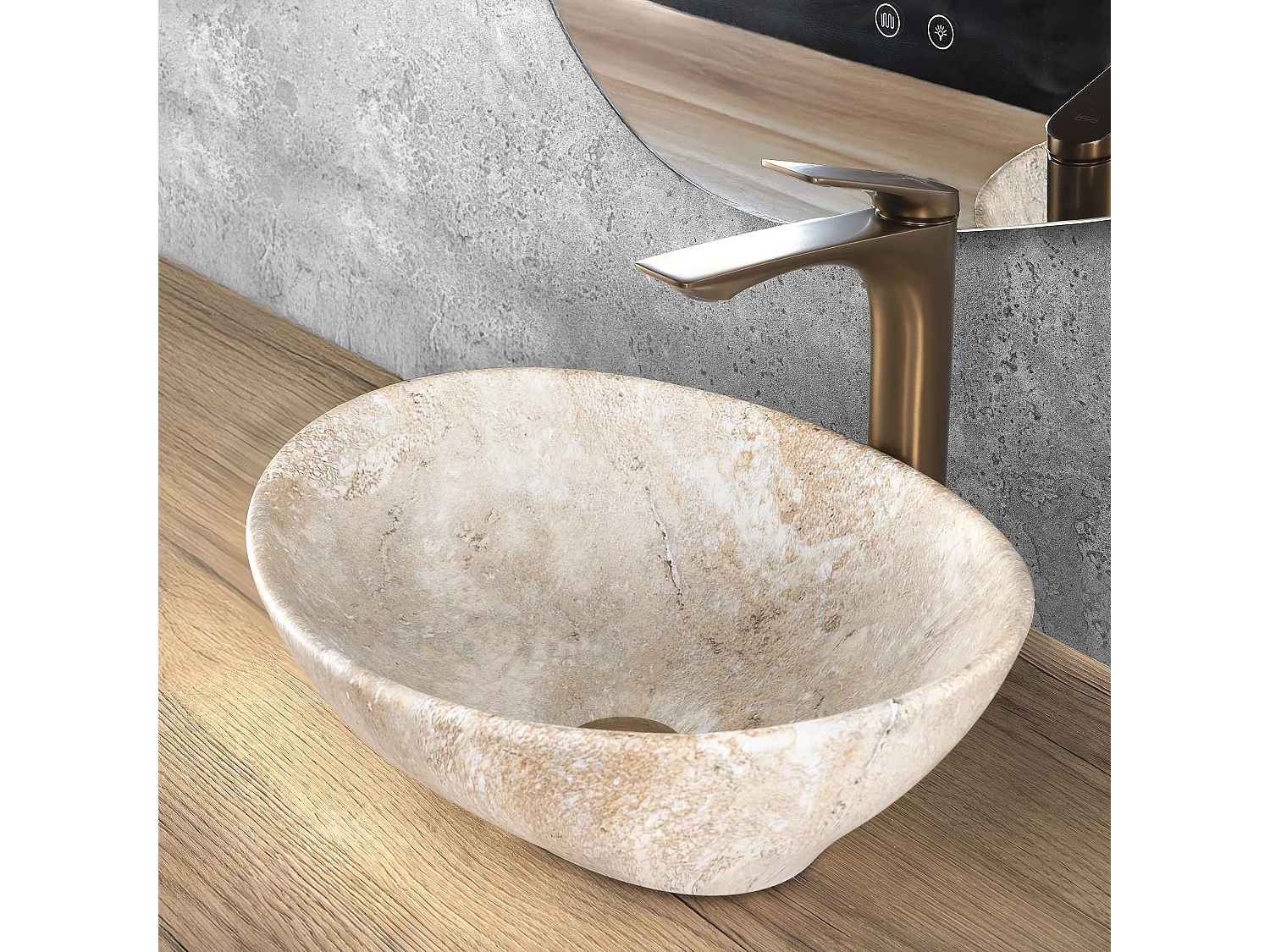 Lavabo Da Appoggio Rea Sofia Savana Matt Beige