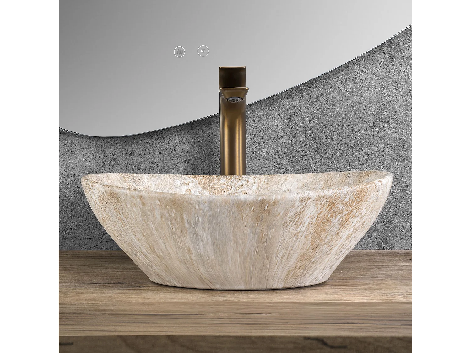 Lavabo Da Appoggio Rea Sofia Savana Matt Beige