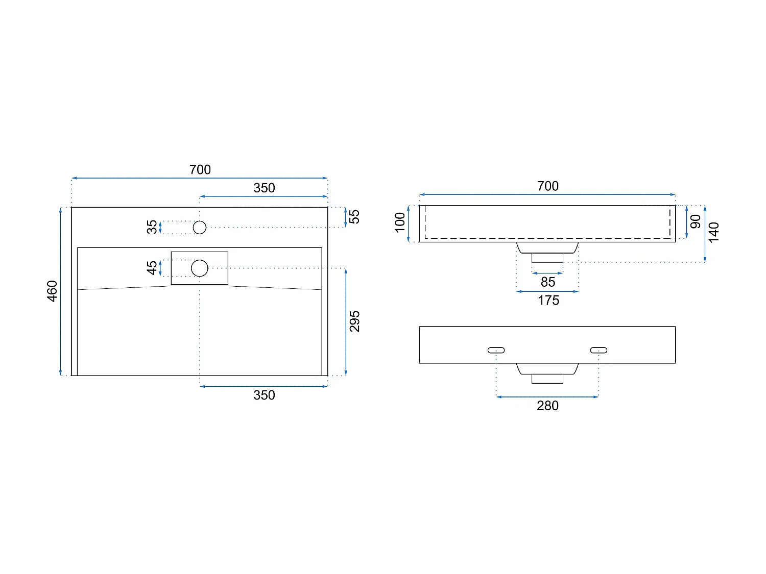 Lavabo À Poser En Conglomérat + Cadre Rea Goya White 70 Rectangle