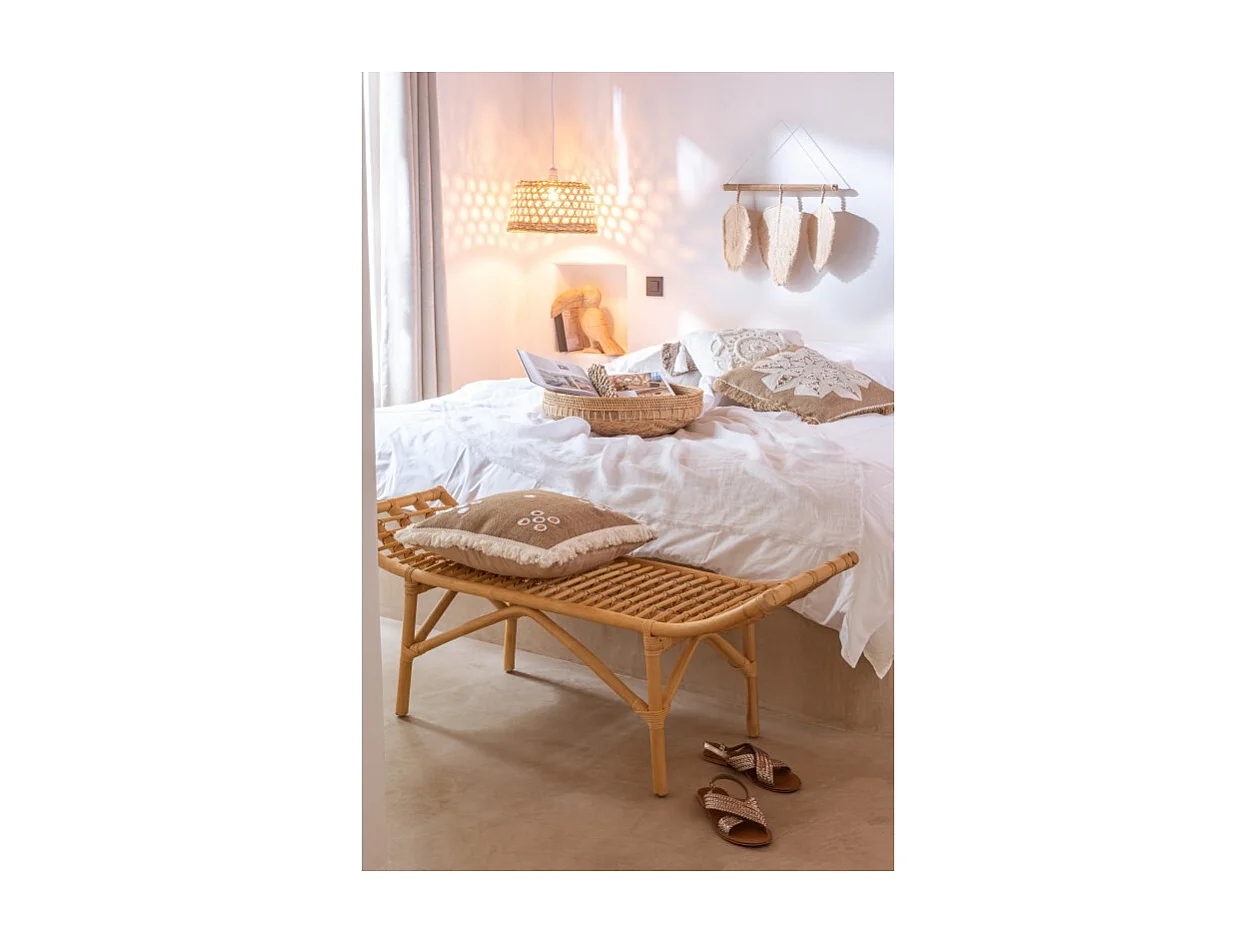 Cojín flor abstracto yute natural/beis 53x49 cm