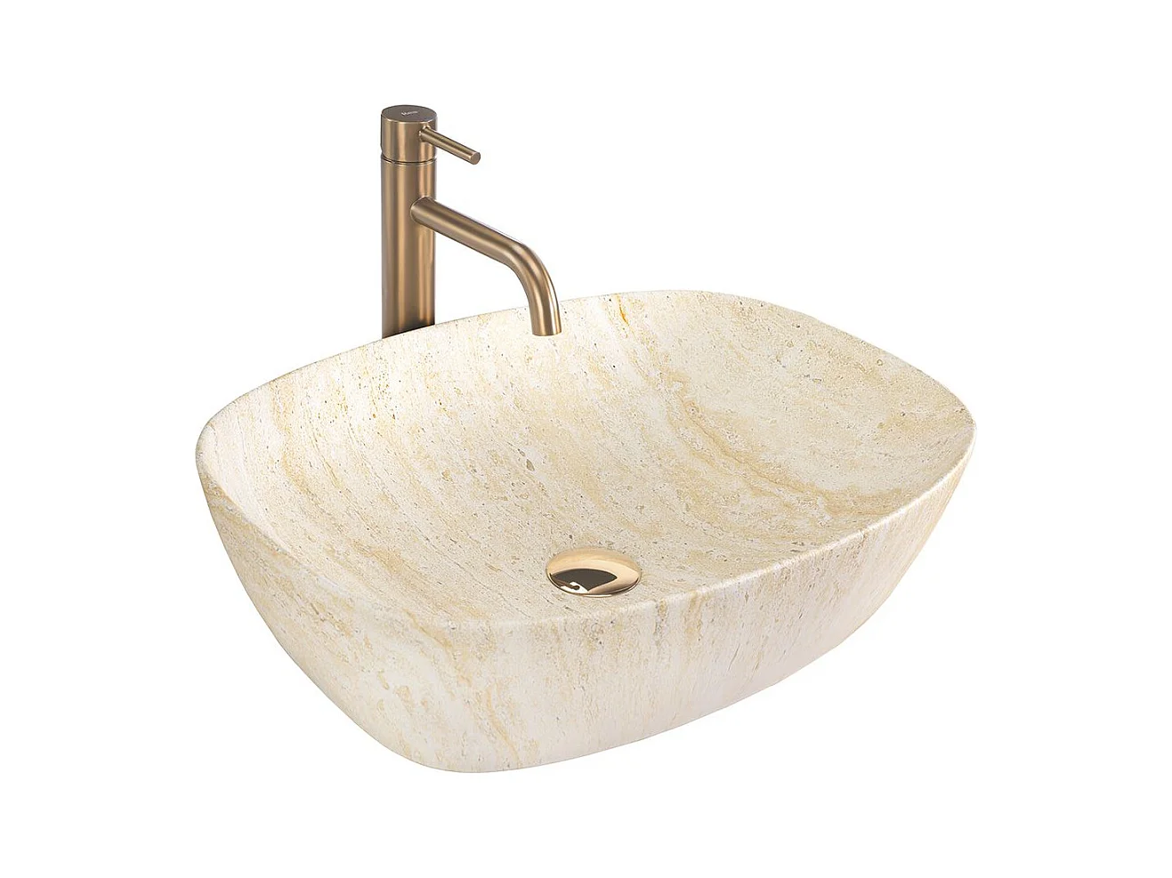 Lavabo Sobre Encimera Rea Freja Travertine Matt Beige