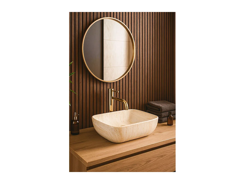 Lavabo Sobre Encimera Rea Freja Travertine Matt Beige