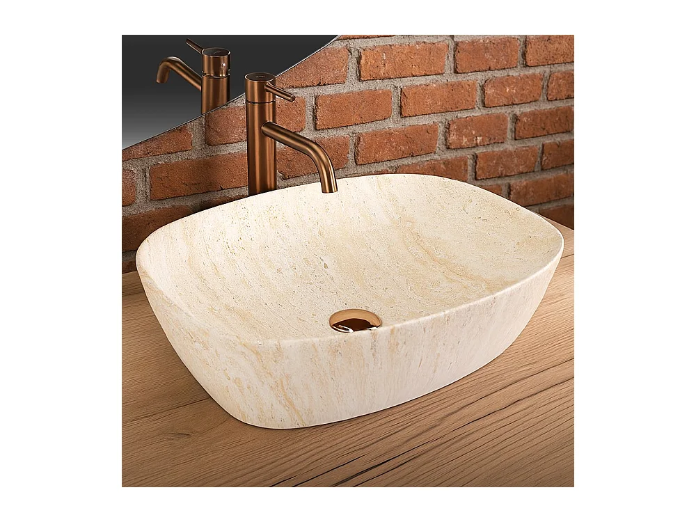 Aufsatzwaschbecken Rea Freja Travertine Matt Beige