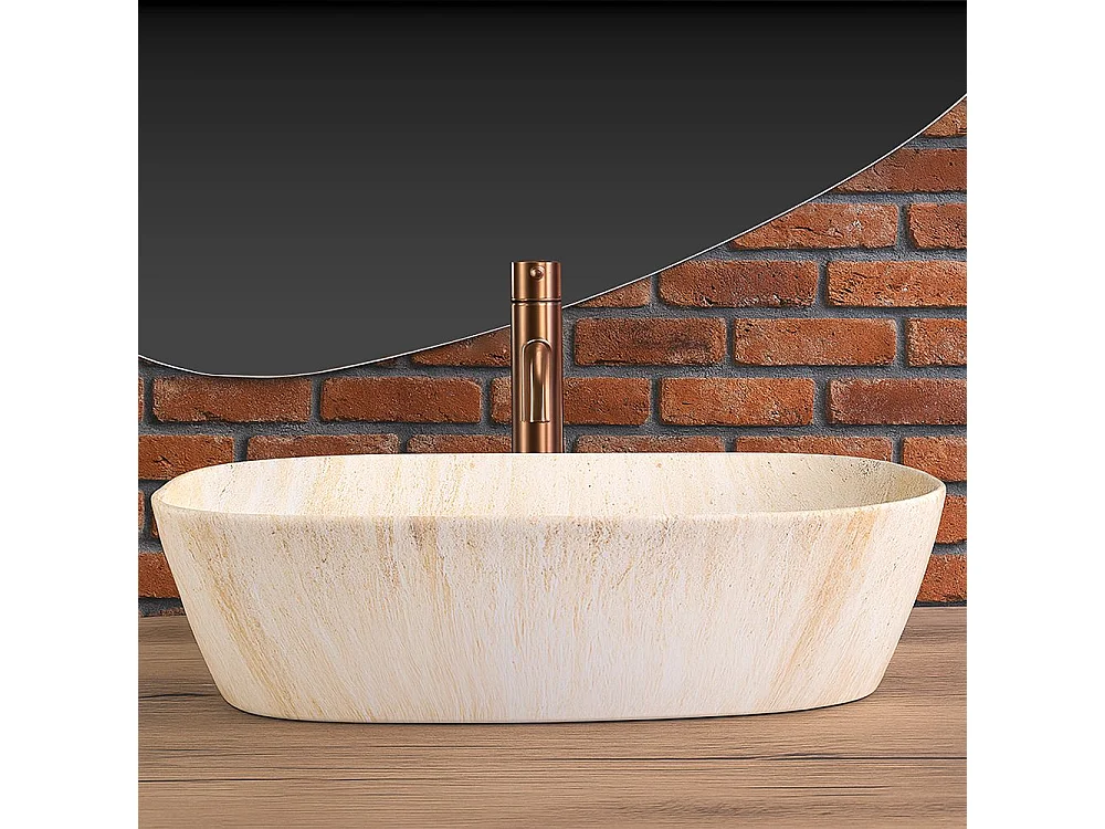 Lavabo Sobre Encimera Rea Freja Travertine Matt Beige