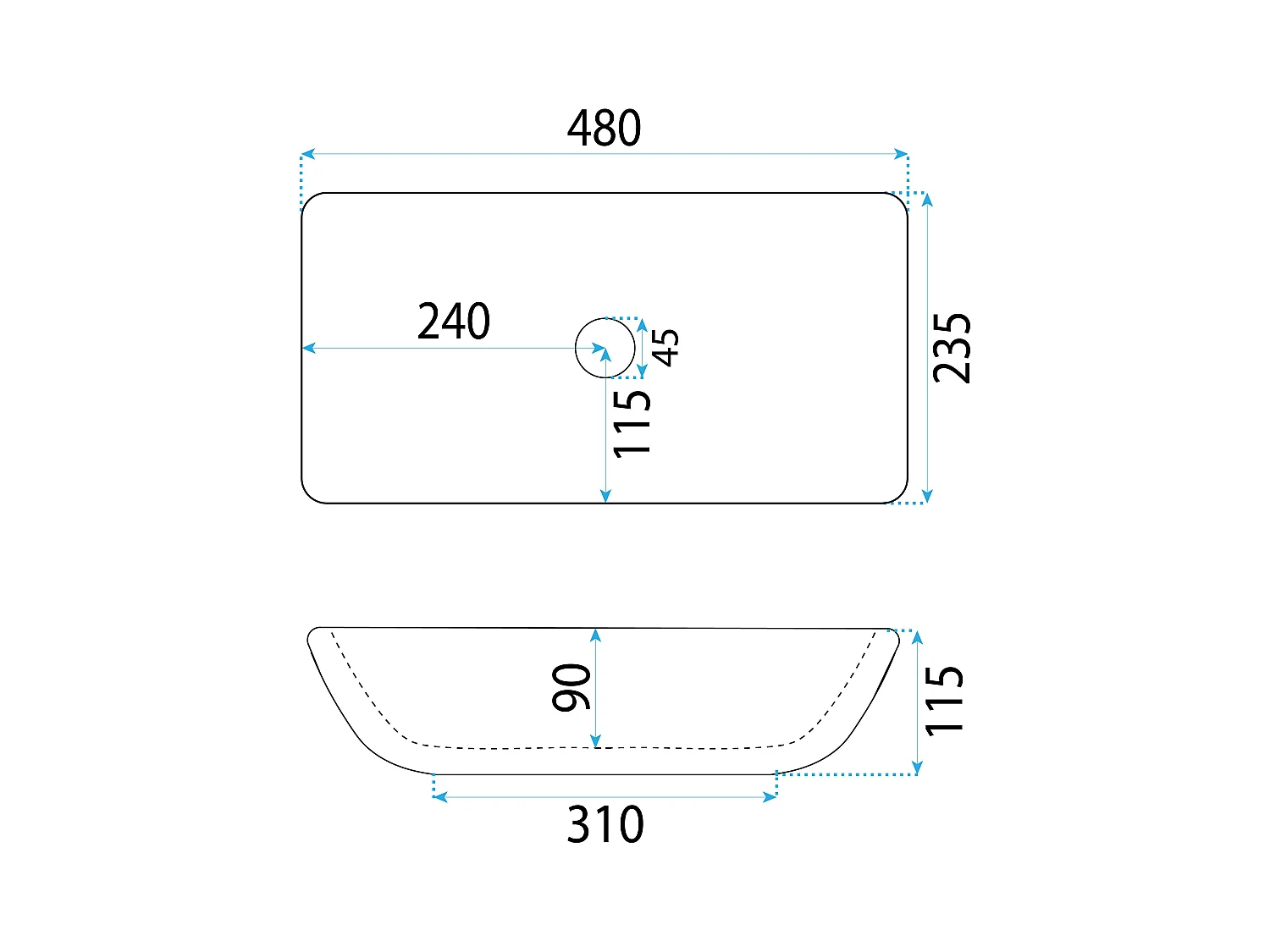Aufsatzwaschbecken Rea Maria White