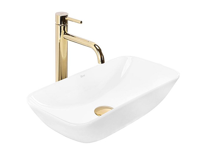De REA STELLA Gold Brush / White aanrecht keramische