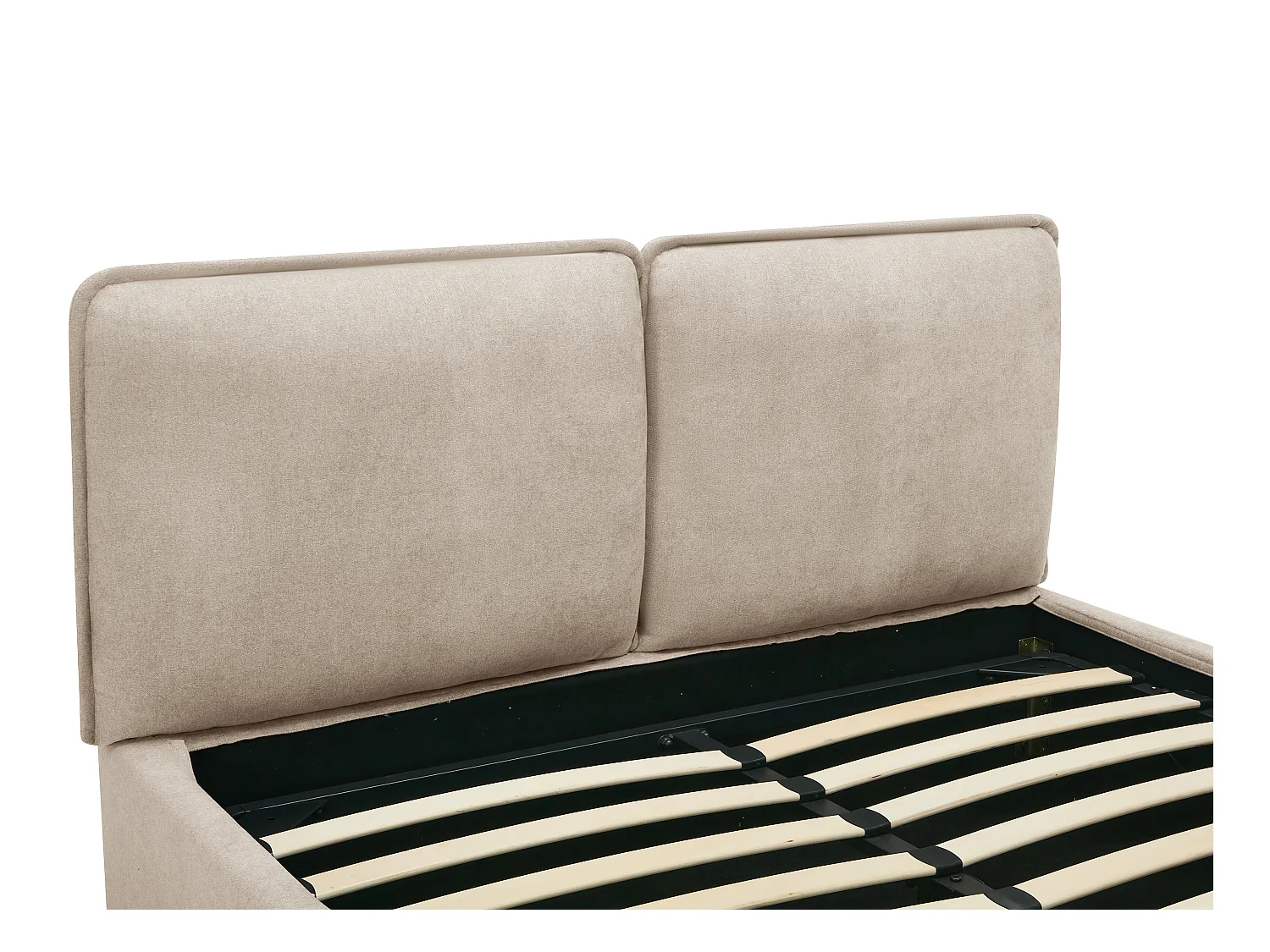 Bett mit Stauraum mit abnehmbarem Bezug – 160 x 200 cm – Stoff – Beige + Matratze – TENESE