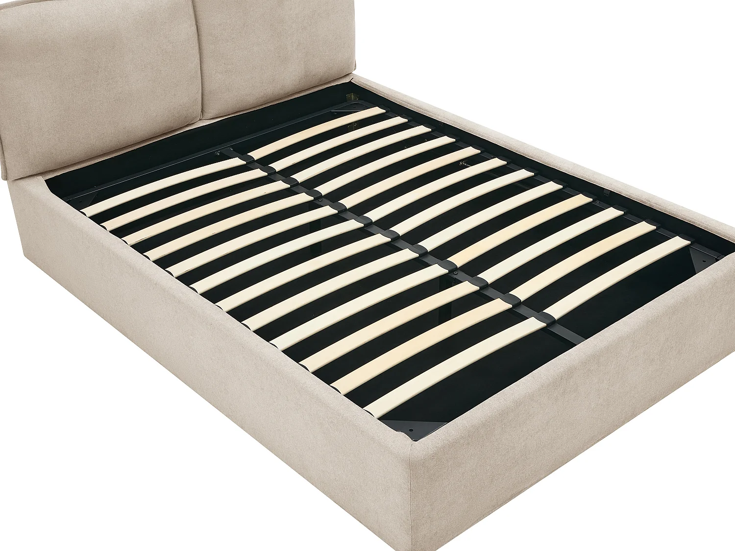 Lit coffre déhoussable 160 x 200 cm - Tissu - Beige + Matelas - TENESE