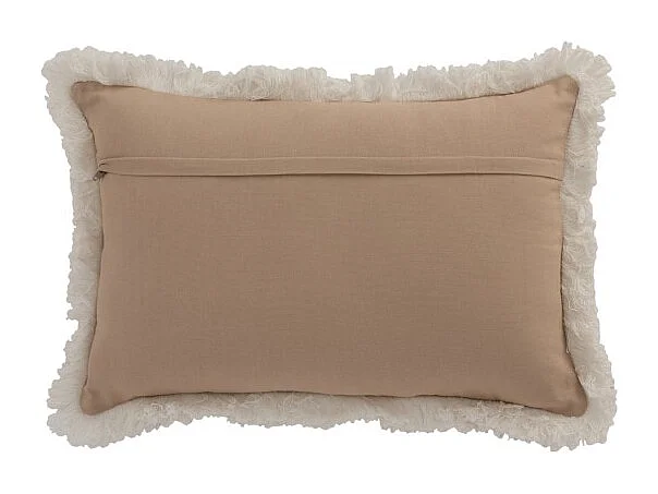 Cojín rectangular con borde de flecos y motivos de yute natural 49x31cm