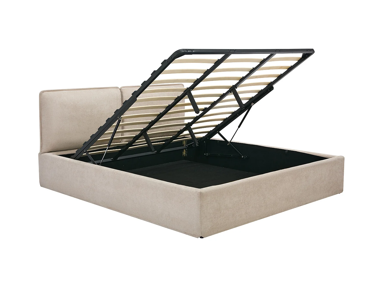 Lit coffre déhoussable 180 x 200 cm - Tissu - Beige + Matelas - TENESE