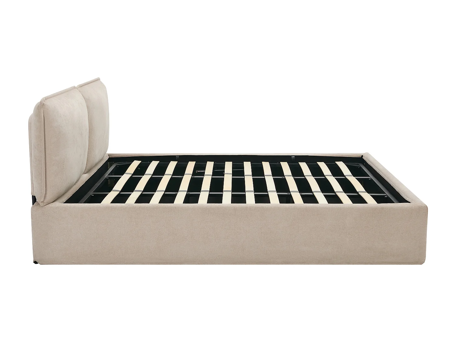 Lit coffre déhoussable 180 x 200 cm - Tissu - Beige + Matelas - TENESE