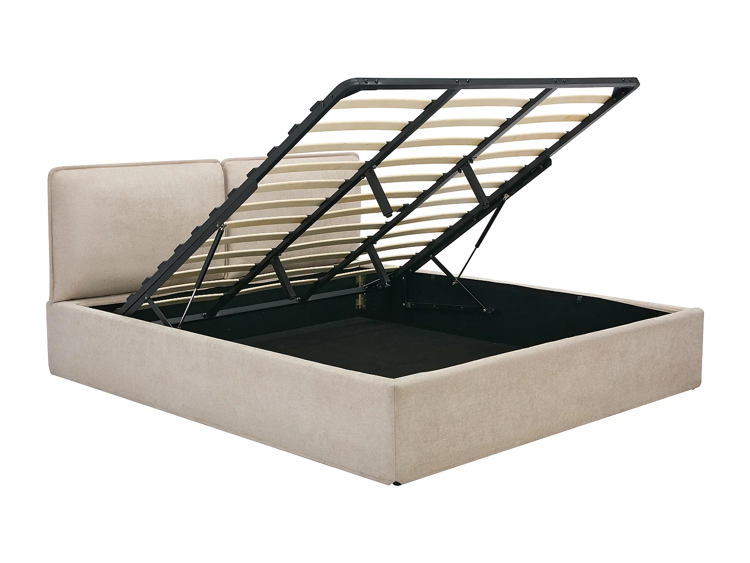 Lit coffre déhoussable 180 x 200 cm - Tissu - Beige + Matelas - TENESE