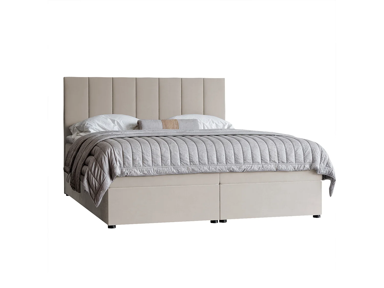 Lit continental rembourré avec surmatelas, beige - 140x200 - ZELTO