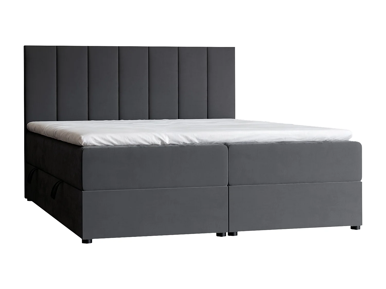 Lit continental rembourré avec surmatelas, gris anthracite - 140x200 - ZELTO