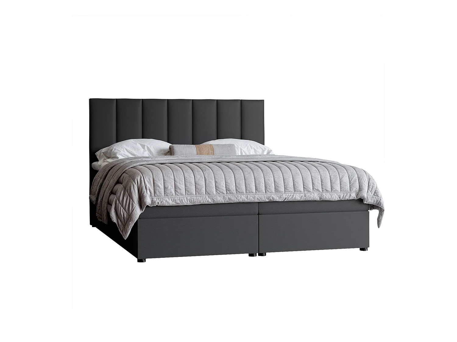 Lit continental rembourré avec surmatelas, noir  - 200x200 - ZELTO