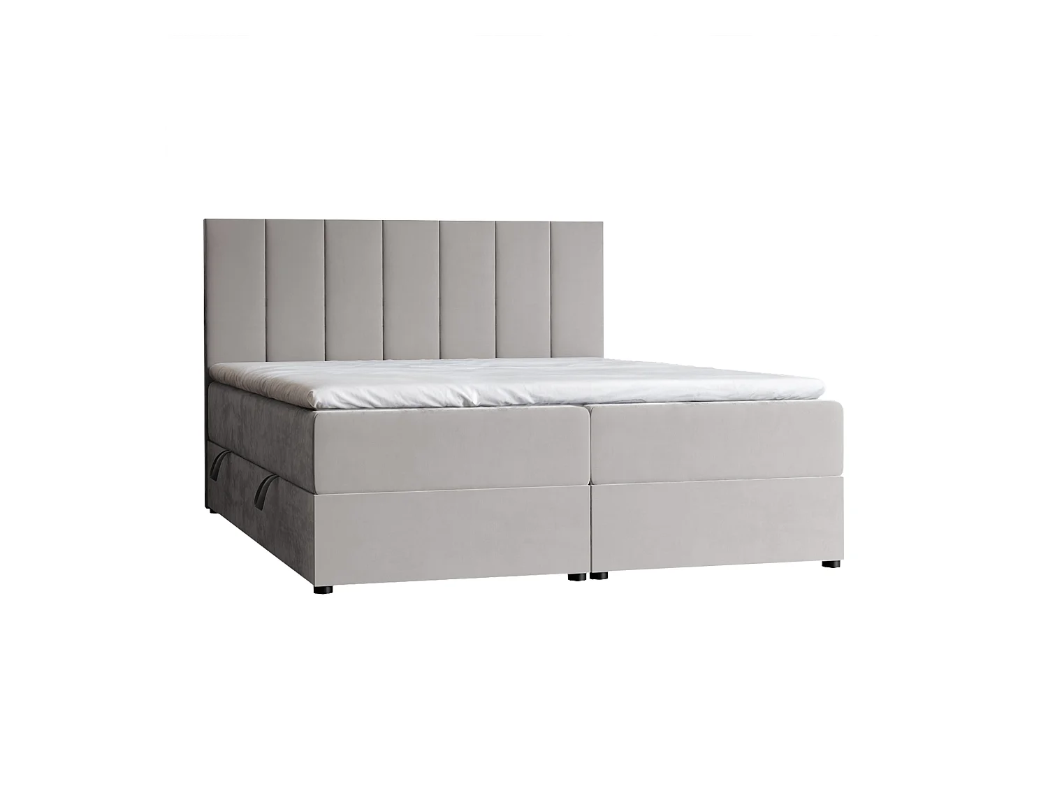 Lit continental rembourré avec surmatelas, gris - 200x200 - ZELTO