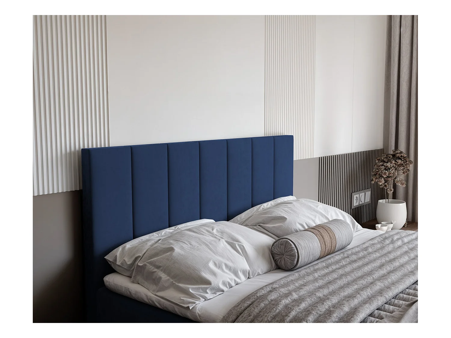 Lit continental rembourré avec surmatelas, bleu - 120x200 - ZELTO