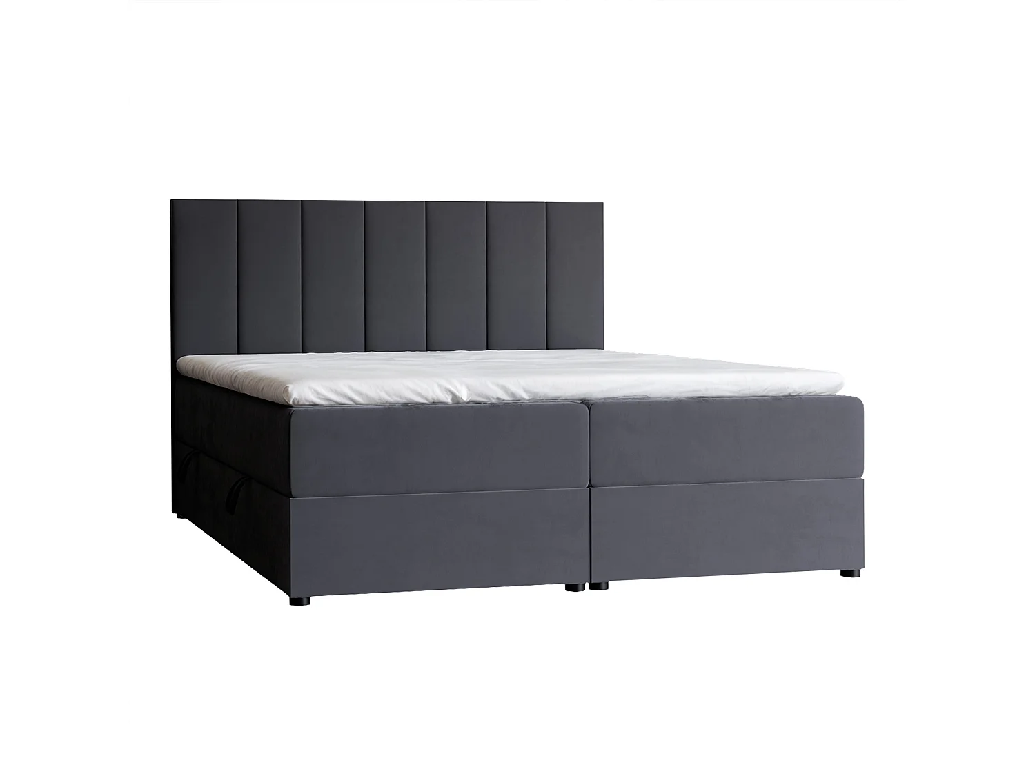 Lit continental rembourré avec surmatelas, gris anthracite - 120x200 - ZELTO