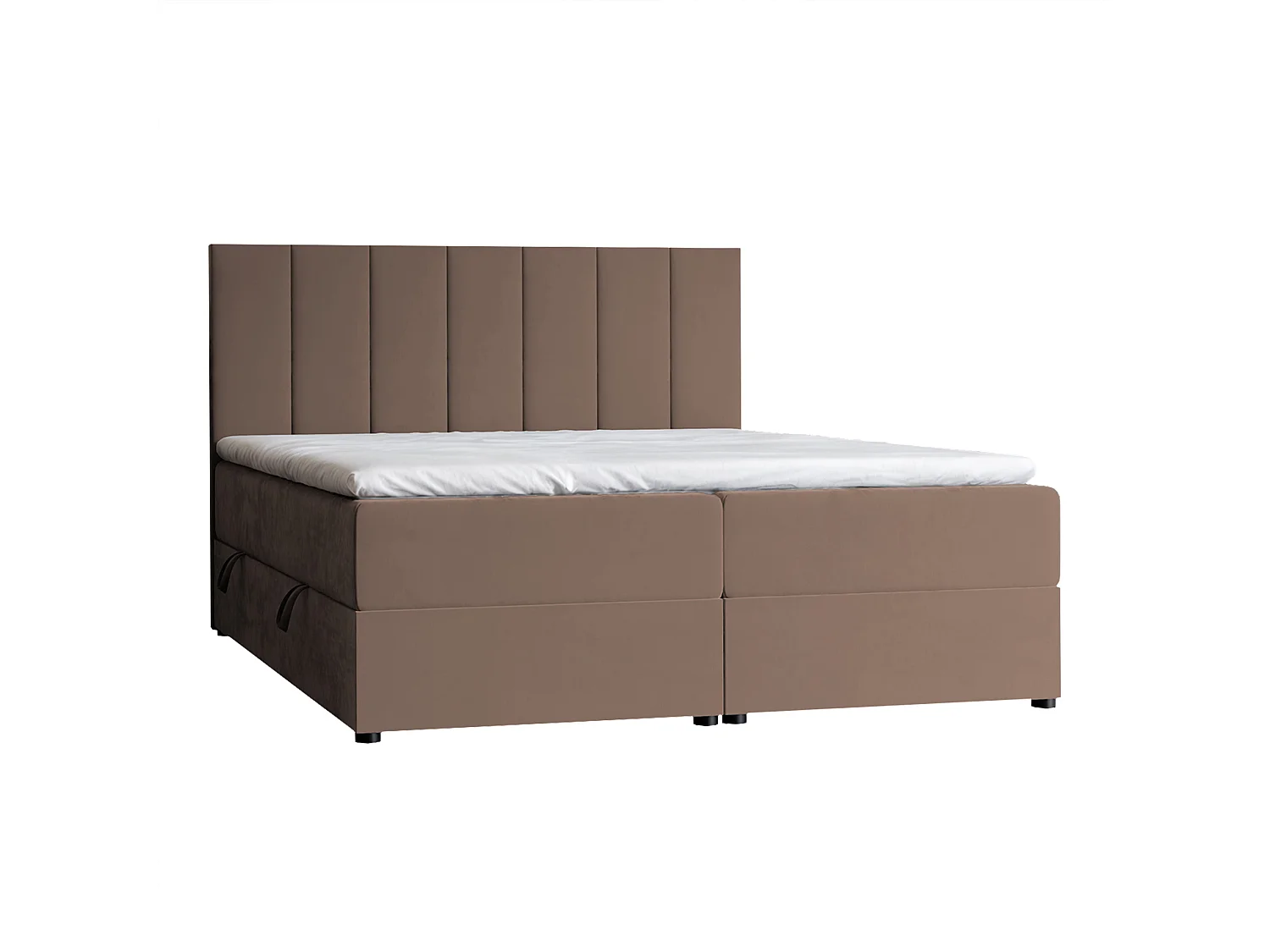 Lit continental rembourré avec surmatelas, marron - 160x200 - ZELTO