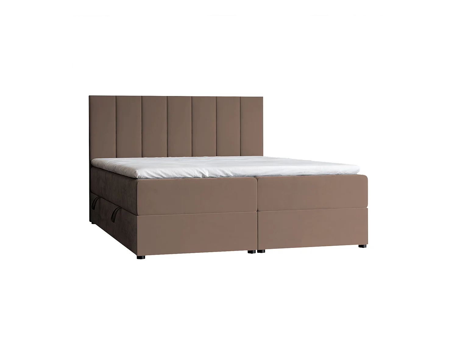 Lit continental rembourré avec surmatelas, marron - 200x200 - ZELTO