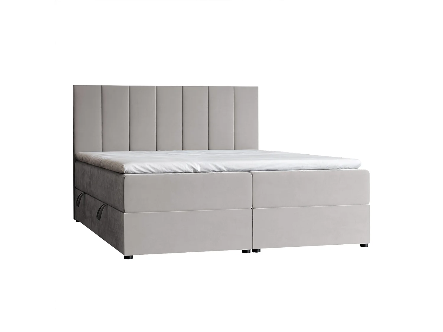 Lit continental rembourré avec surmatelas, gris - 160x200 - ZELTO
