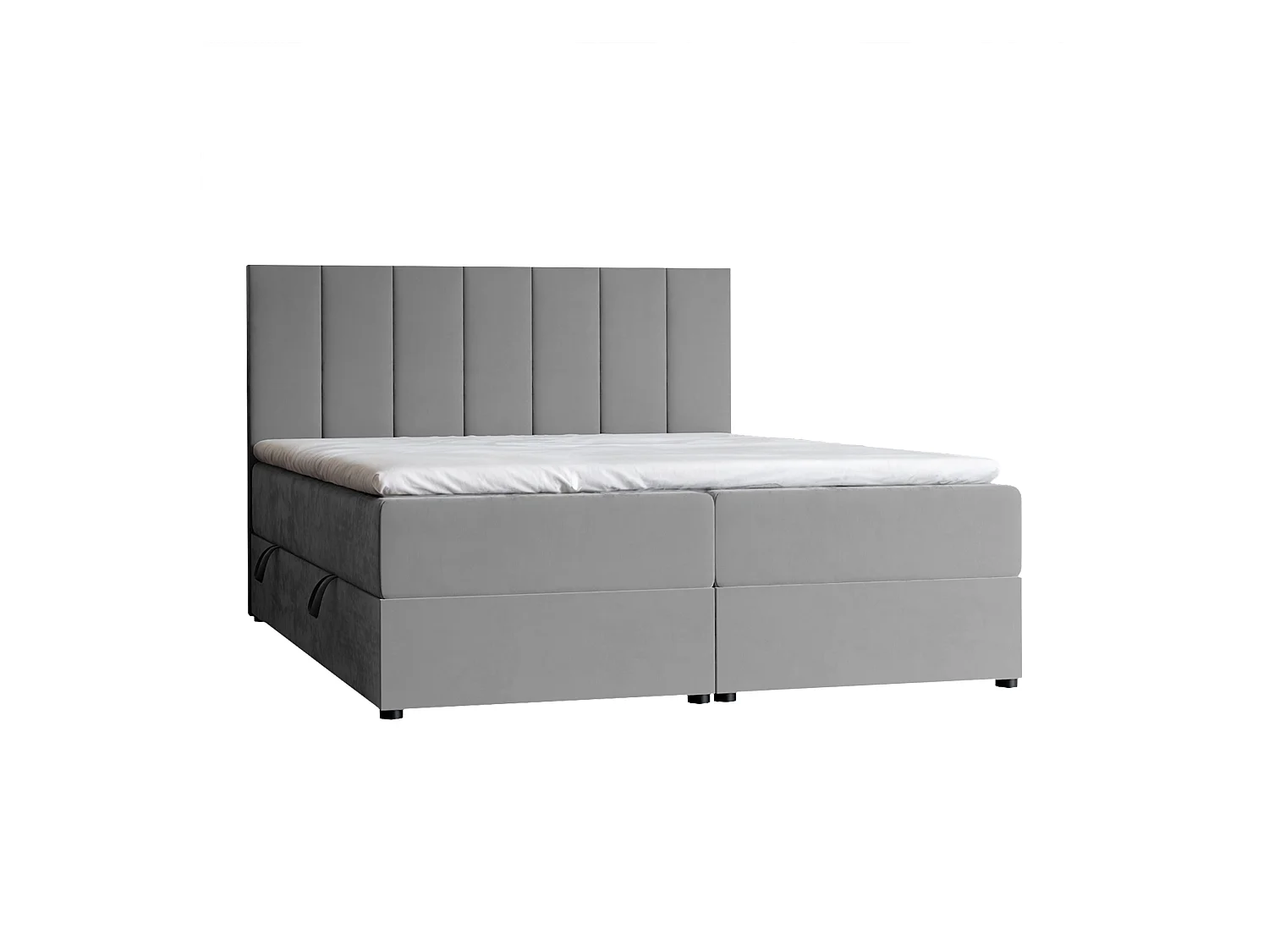 Lit continental rembourré avec surmatelas, gris clair - 200x200 - ZELTO