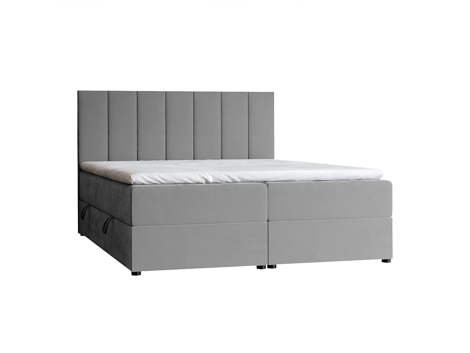 Lit continental rembourré avec surmatelas, gris clair - 200x200 - ZELTO
