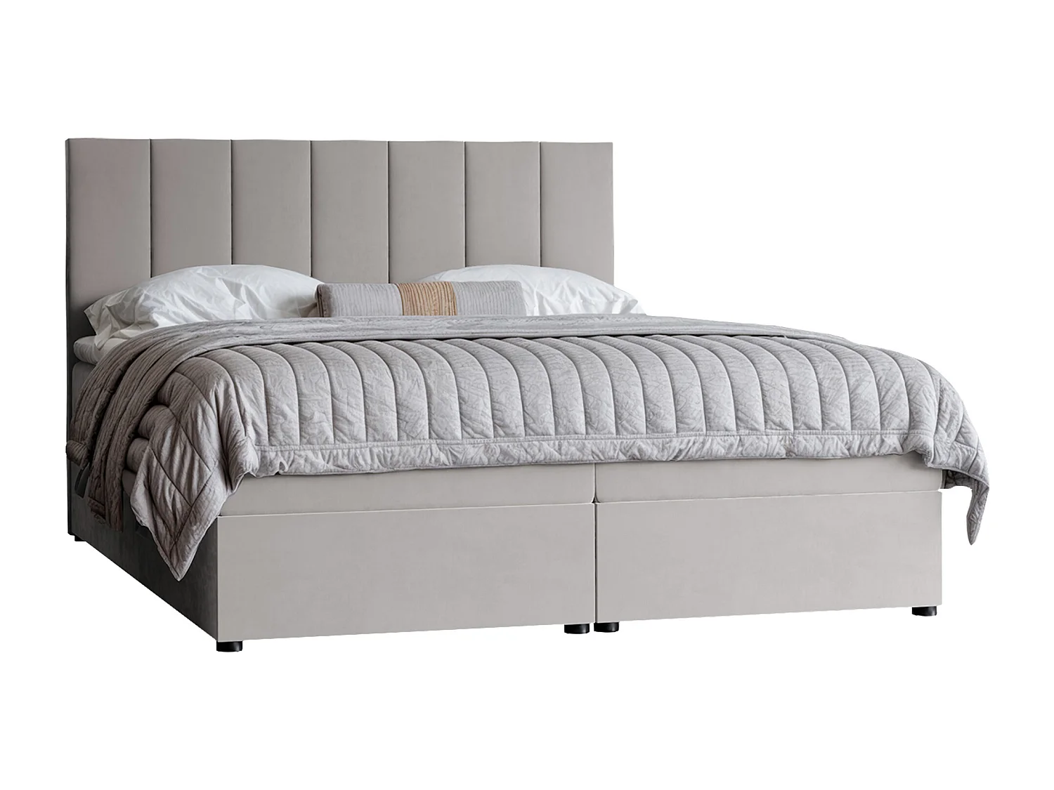 Lit continental rembourré avec surmatelas, gris - 140x200 - ZELTO