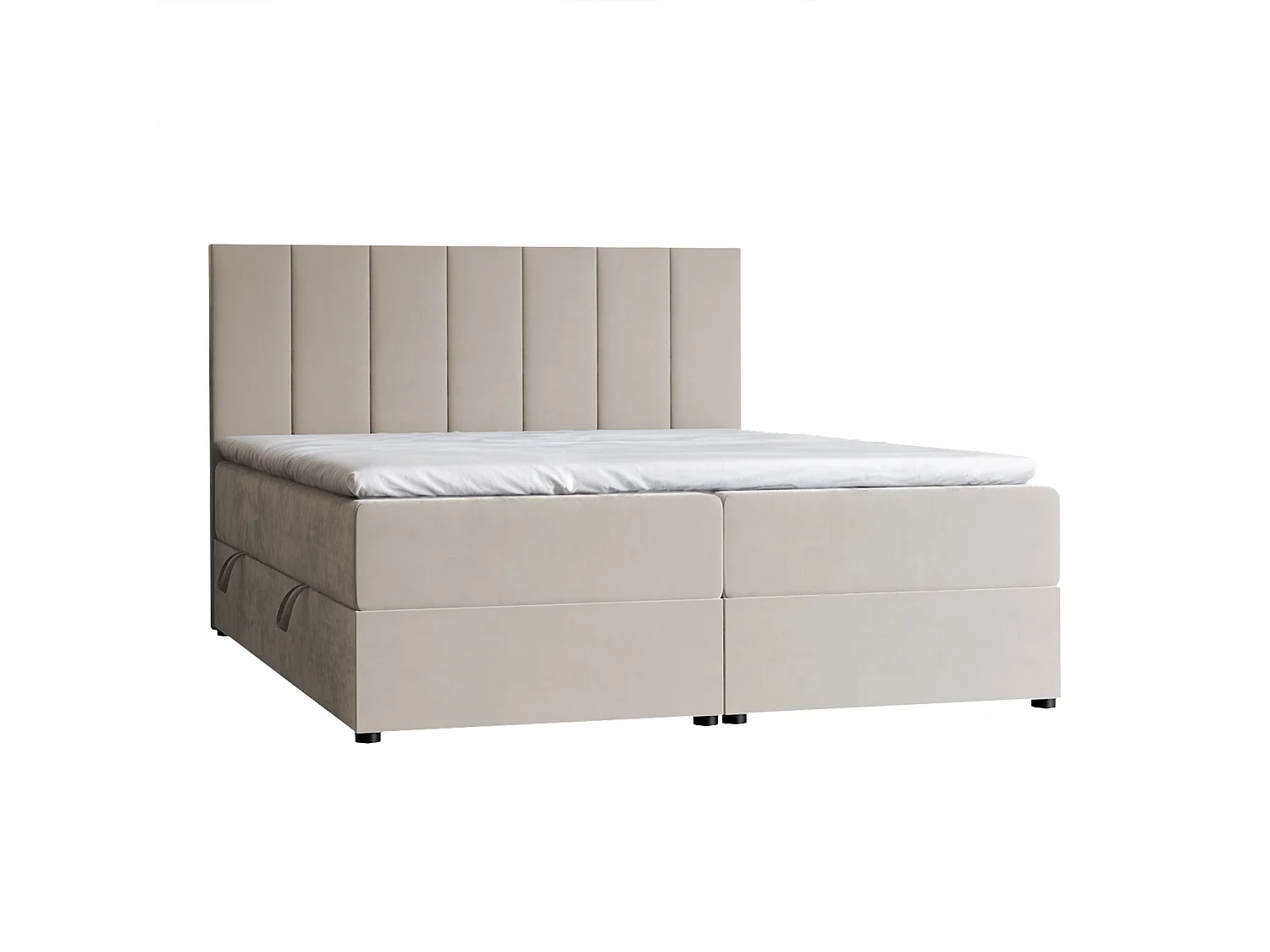 Lit continental rembourré avec surmatelas, beige - 200x200 - ZELTO