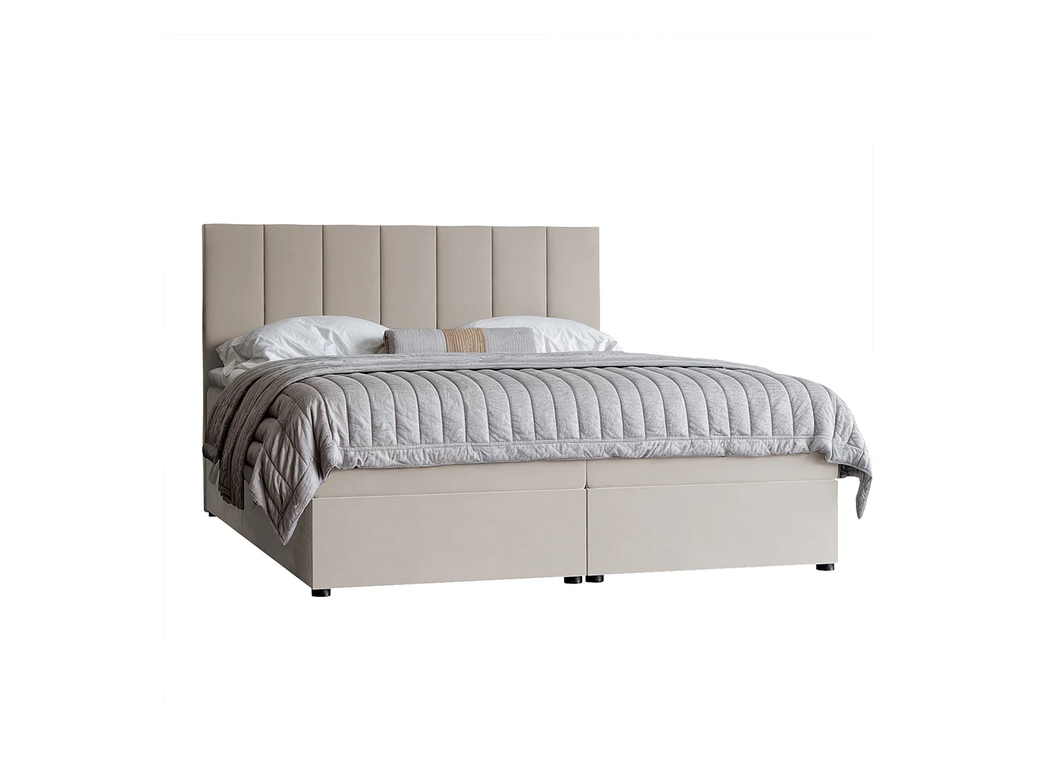 Lit continental rembourré avec surmatelas, beige - 180x200 - ZELTO