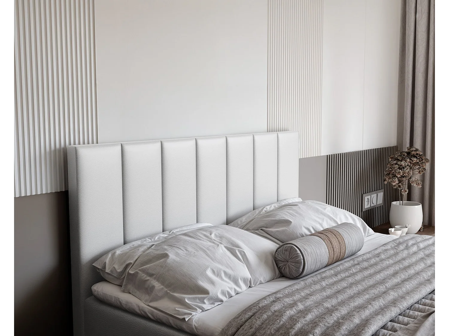 Lit continental rembourré avec surmatelas, blanc  - 140x200 - ZELTO