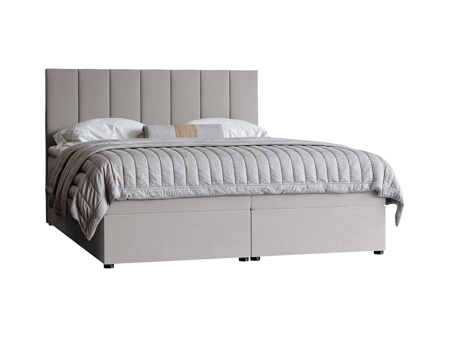 Lit continental rembourré avec surmatelas, gris - 120x200 - ZELTO