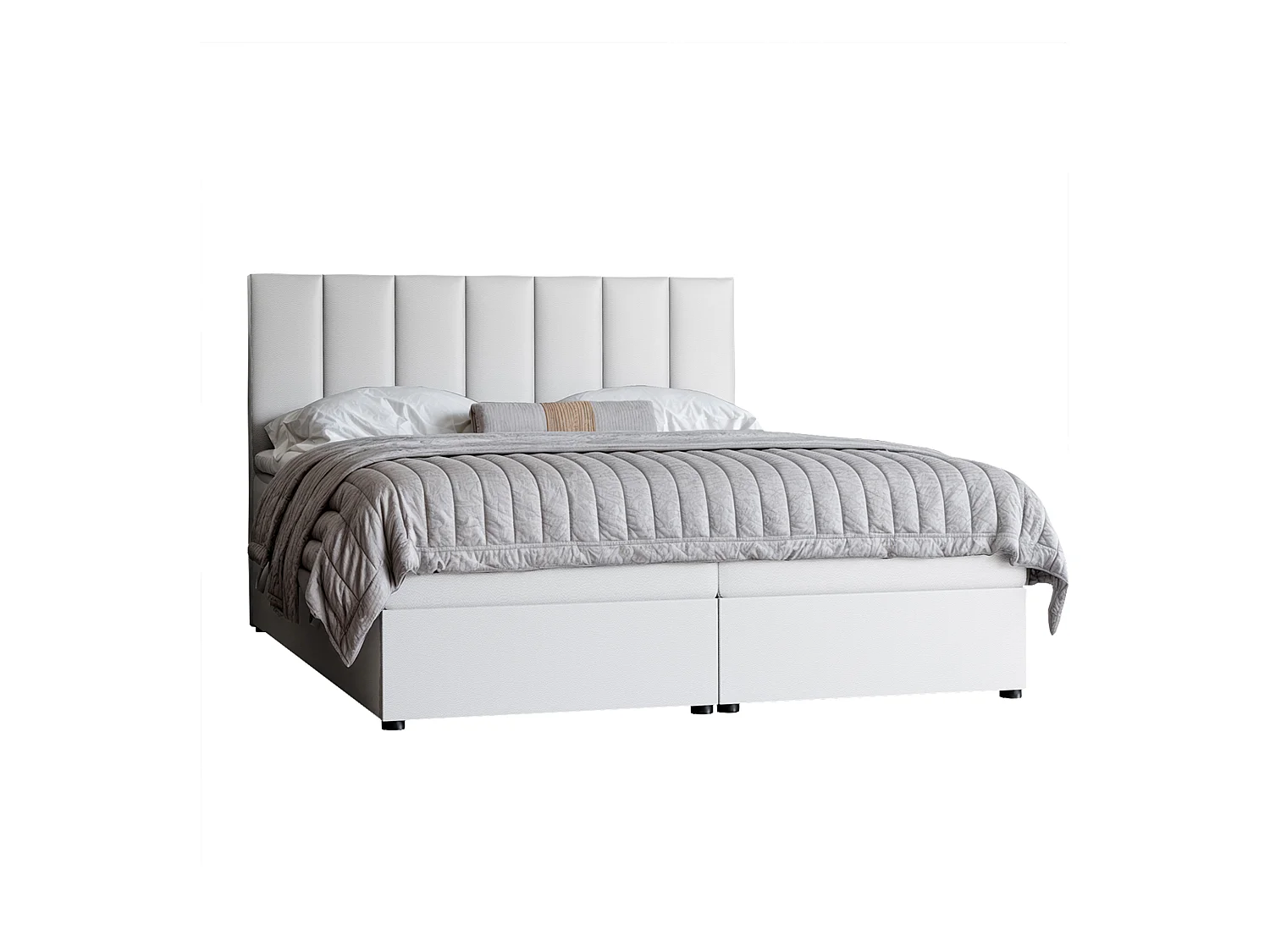 Lit continental rembourré avec surmatelas, blanc  - 160x200 - ZELTO