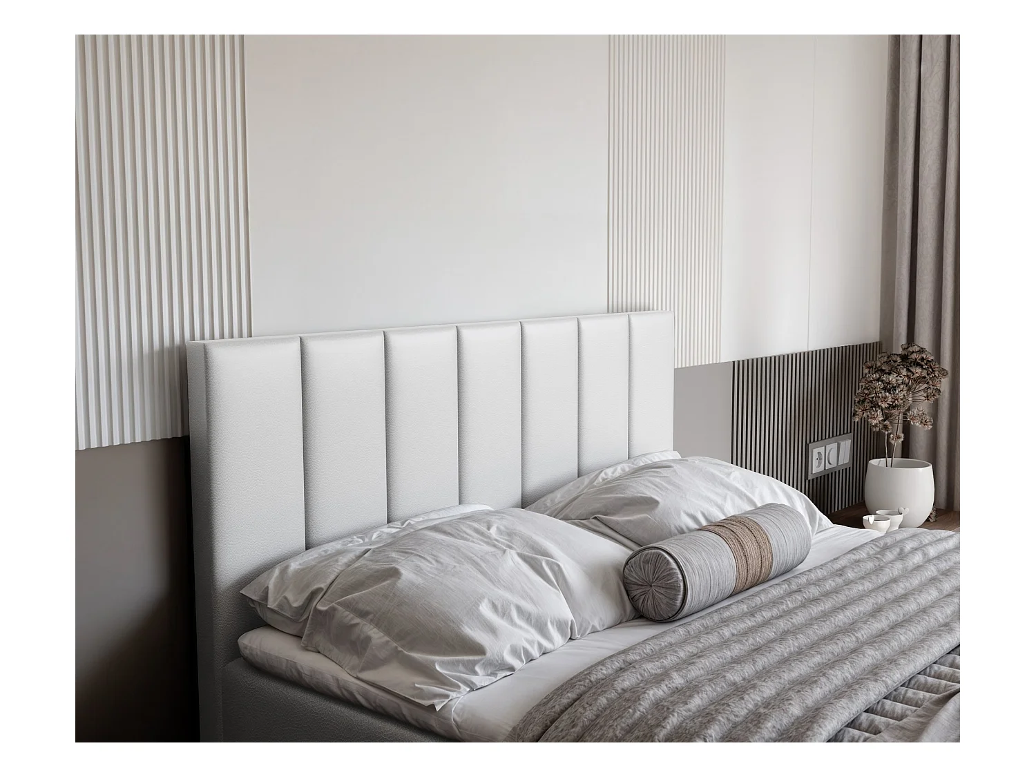 Lit continental rembourré avec surmatelas, blanc  - 160x200 - ZELTO