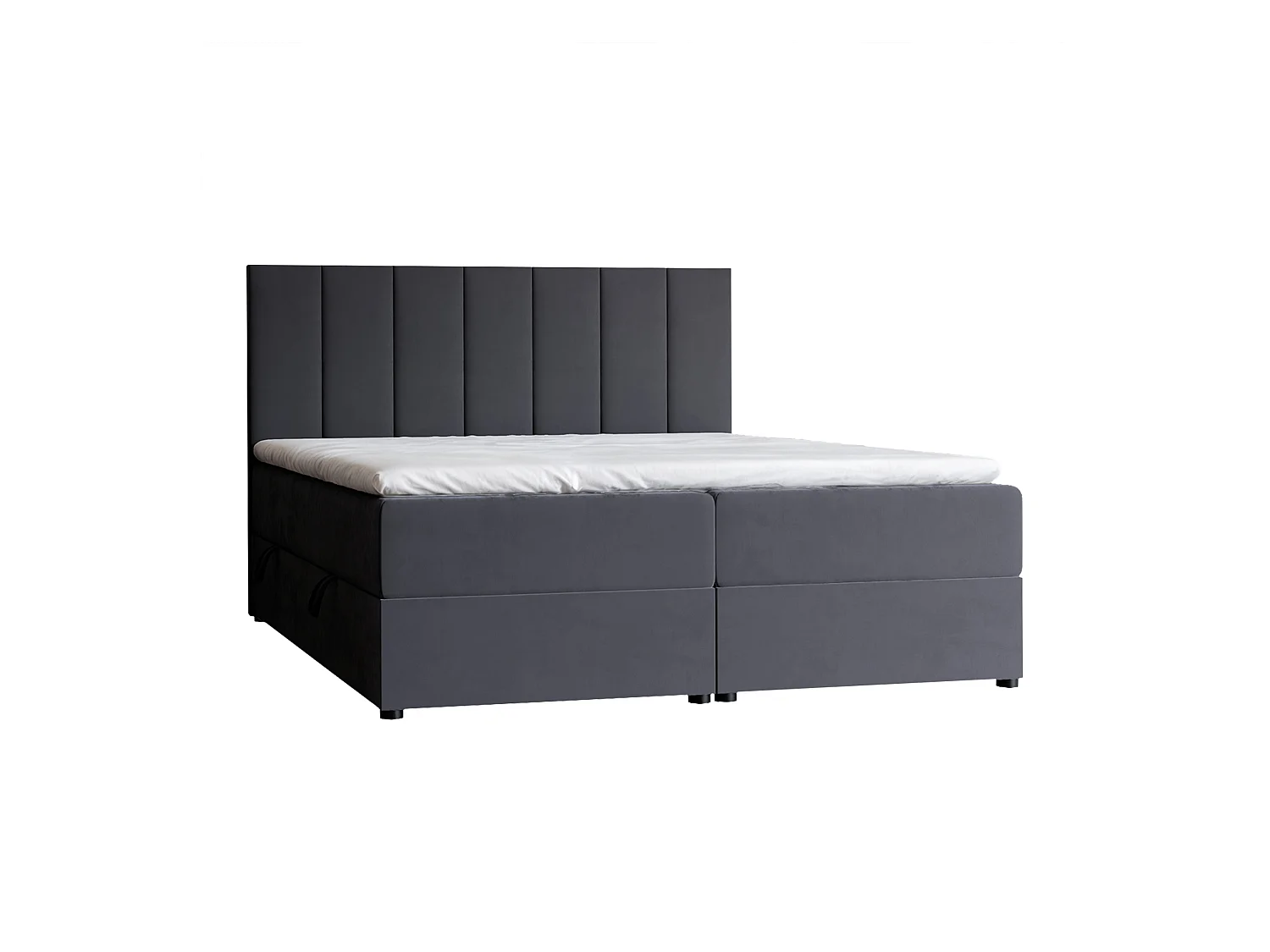 Lit continental rembourré avec surmatelas, gris anthracite - 140x200 - ZELTO