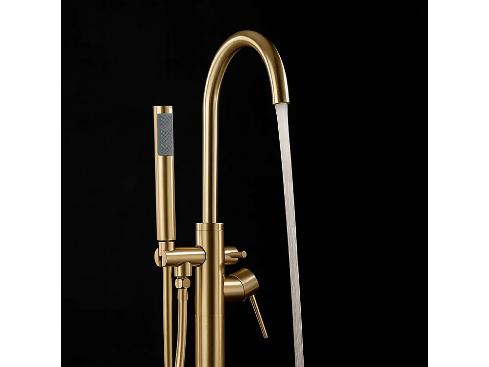 Grifo De Bañera De Suelo Rea Lungo Brush Gold