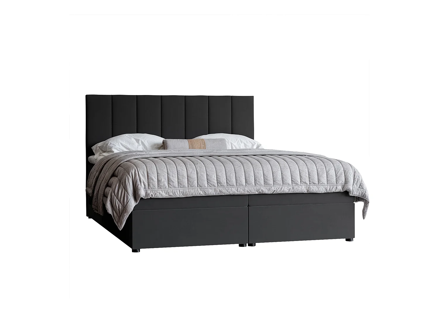 Lit continental rembourré avec surmatelas, noir - 200x200 - ZELTO