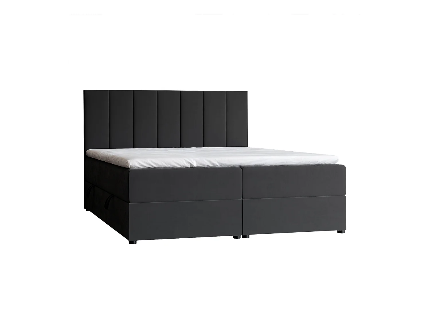 Lit continental rembourré avec surmatelas, noir - 200x200 - ZELTO