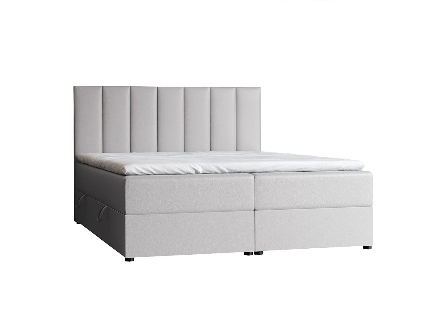 Lit continental rembourré avec surmatelas, gris  - 180x200 - ZELTO