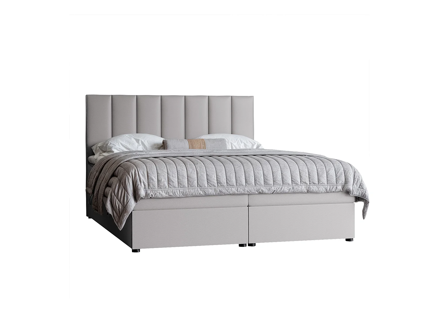 Lit continental rembourré avec surmatelas, gris  - 140x200 - ZELTO